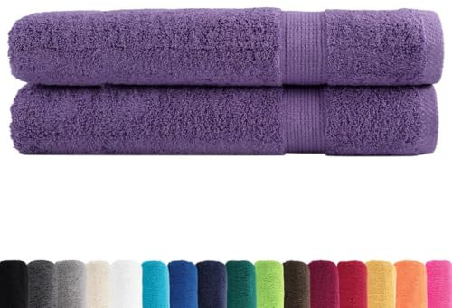 vidaXL Premium bastuhanddukar SOLUND 2 st lila 80x200 cm 600 gsm