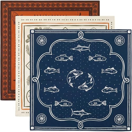 The Peacock Crew Pack of 3 Designer Bandanas in Premium Soft Cotton for Men and Women