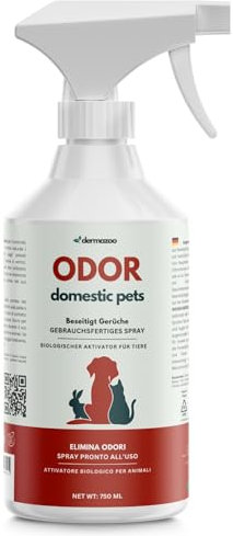 Dermazoo Spray Detergente Enzimatico Urina Gatto e Cane 750ml Elimina Odori Animali Domestici per Neutralizzare e Togliere Odore Pipì Gatto Divano e Tessuti e per Pulizia Materasso da Pipi