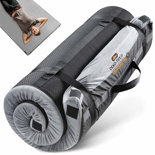 Gaialoop 3 Inch Memory Foam Camping Mattress, Dual Layer Thick Sleeping Camp Pad for Car Tent Cot, Roll-Up Portable Glamping Floor Bed for Guests Sleepover[Twin XL: 80 * 38 * 3]