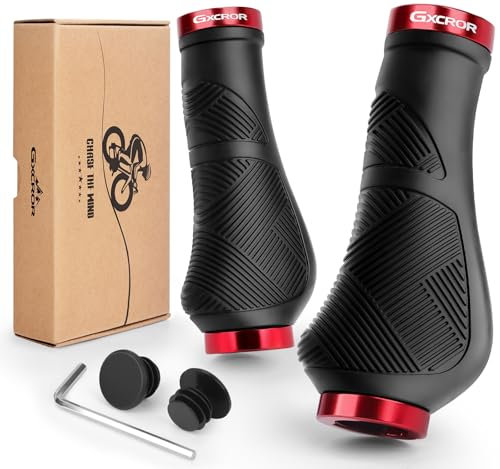 GXCROR Ergonomische Fahrradgriffe, rutschfeste Gummigriffe mit doppelter Verriegelung, universell 22.2 mm für Fahrräder/MTB/E-Bikes