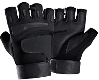 PACKOVE Halb-Finger Fitnesshandschuhe Herren Outdoor Radhandschuhe Anti-rutsch Stoßdämpfung Atmungsaktiv Elastisch Robust Für Klettern Gewichtheben Radfahren XL Schwarz