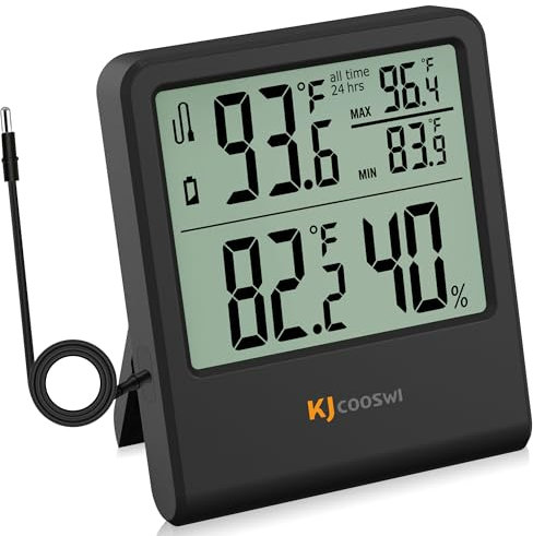 Wired Indoor Outdoor Thermometer, Home Room Temperature Monitor with Min/Max Record and 59.06 inch Line Probe Sensor