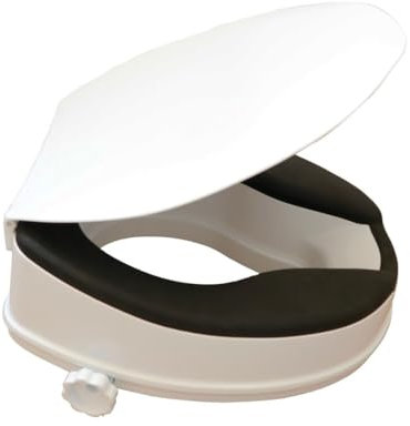 MAS QUE AYUDAS – Elevador WC Adulto 10 cm, con Tapa, Tacto Suave y Antideslizante, Alzador para Inodoros Ovalados, Fácil Instalación, Ideal para Personas con Movilidad Reducida