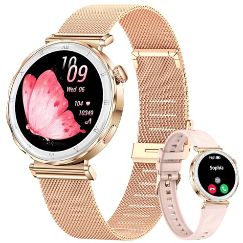 CIVO Sportklocka för kvinnor: Rose Round Gold Smart Fitness Watch med stegräknare - vattentät bluetooth-samtal Smartwatch för Android iOS