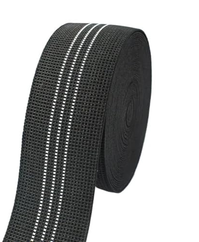 SHENJMAI Sewing Elastic Bands 2/5/10Meter 5cm Elastic Band for Sewing Sofa Backrest Cushion Rubber Bands DIY Furniture Renovation Material(Black-White,10METERS_50MM)
