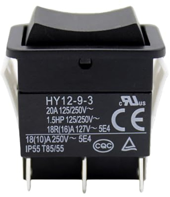 GOEDCH HY12-9-3 Interruttore a pulsante: 1 interruttore a bilanciere HY12-9-3 on/off, 125/250 V 18/20 A, pulsante industriale a 6 poli per apparecchi elettrici e utensili elettrici industriali