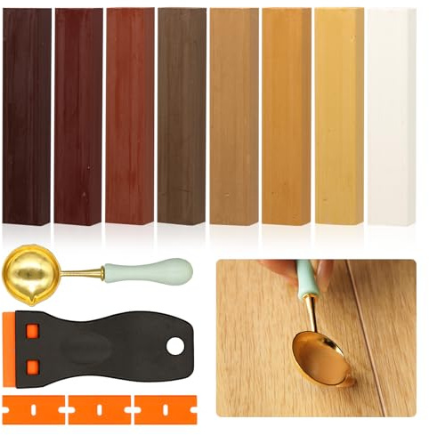 Stucco per Legno 8 Colori Marrone, Stucco per Legno Riempitivo, Stucco Legno, Cera per Legno, Kit Riparazione Piastrelle, Stucco per Marmo per Fori, Graffi e Crepe su Laminato e Legno