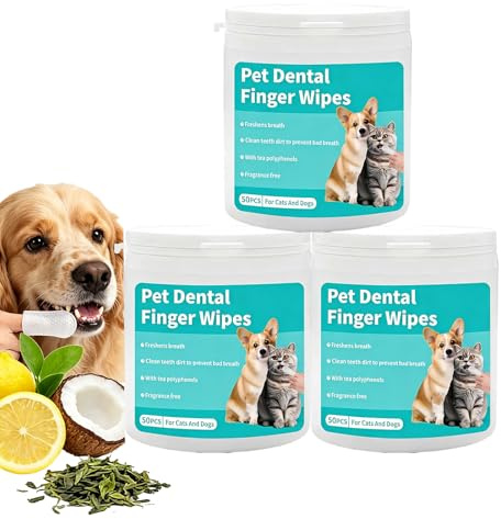 Lkdejrt Zampalife Salviette Dentali,Salviette Denti Zampalife per Cani E Gatti,Salviette Cane Aiutano a Pulire I Denti,Freschezza dell’alito Senza Bisogno di Spazzolino (3PCS)