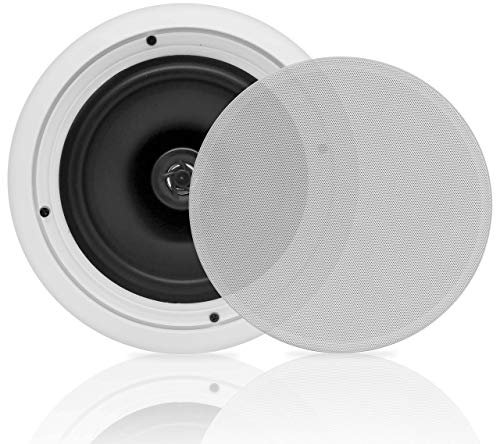 Pyle 20cm Einbaulautsprecher, Deckenlautsprecher, Flacher Woofer, 250W Wandlautsprecher, 2 Wege Lautsprecher, Ceiling Speaker, Stereonanlage, Montagesystem, Flush Mount Design, Weiß, Für Zuhause/ Büro