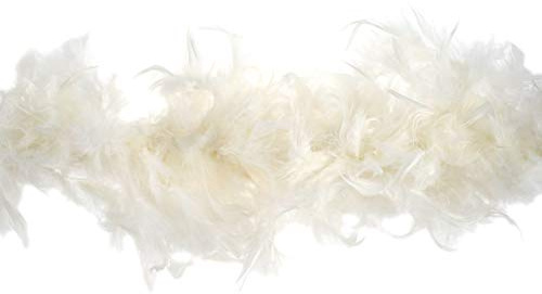 Trimits Boa di Piume Marabù 1,8m x 12cm - Sciarpa di Piume per Carnevale, Feste, Vacanze, Festival, Pride, Addio al Nubilato, Addio al Celibato, Halloween, Albero di Natale - Crema