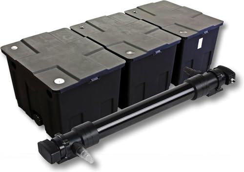 SunSun komplett set: CBF-350C dammfilter upp till 90 000 l dammfiltersystem som flödesfilter, CUV-336 dammklarare UVC-klarare med 36 watt UV-C-effekt