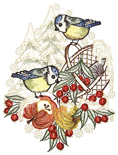 Immagine per finestra in pizzo di Plauener Wintermeisen colorata, decorazione per finestra