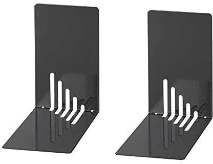 Wedo 1021001, Reggilibri in Metallo, Stretti, 14 x 8,5 x 14 cm, Nero, un pacco con 2 pezzi