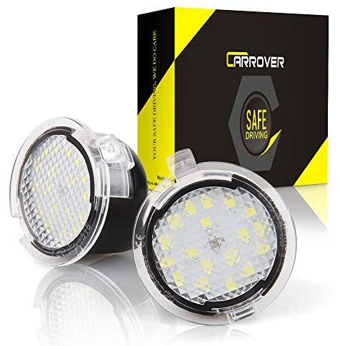 CAR ROVER Full LED Side Mirror Puddle Light Assembly with 6000K Xenon White Replacement for Ford F-150 Expedition Explorer Edge Flex Fusion Taurus X (Pack of 2)
