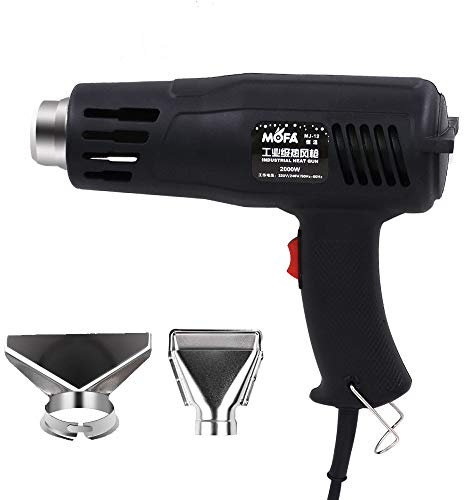 Pistola de aire caliente Mofa de 2000W con 2 ajustes de temperatura de 150 °C a 550 °C (302 ° F a 1022 ° F) cable de 4,6ft con 2 boquillas como protección contra sobrecarga para el proceso (MJ12)
