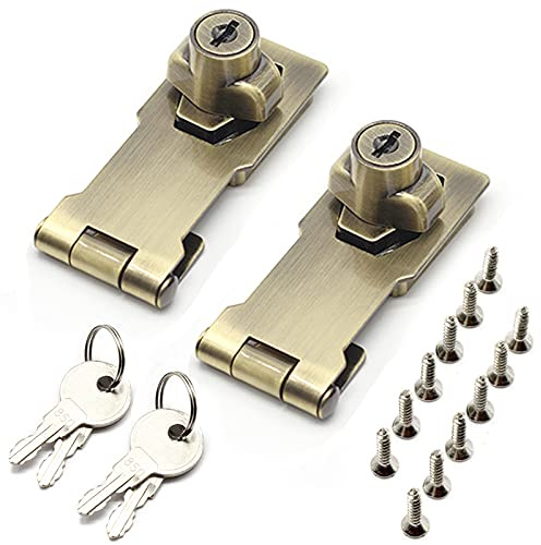 Cohentbliss Sicherheitsüberfalle mit Schloss Überfalle Abschließbar Vorrichtung Schrankschloss Riegelschloss Haspe Vorhängeschloss Überfall Schublade Schrank 2 Stück