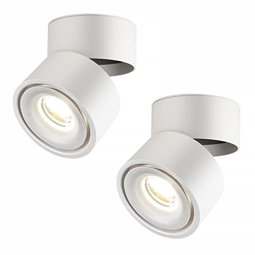 CPROSP 2x Spot en Saillie Orientable 10W LED Spots de Plafond Plafonnier Aangle Réglable Applique de, COB, Rotative à 360 ° Blanc Naturel 4000k, Blanco