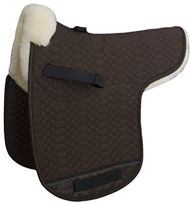 Engel Reitsport | SADEK1-D-MOC-MED | Lammfell Satteldecke | Fell in Sattellage | Fellrand vorne | Steppstoff Mocca Fell med. Dressur (D)