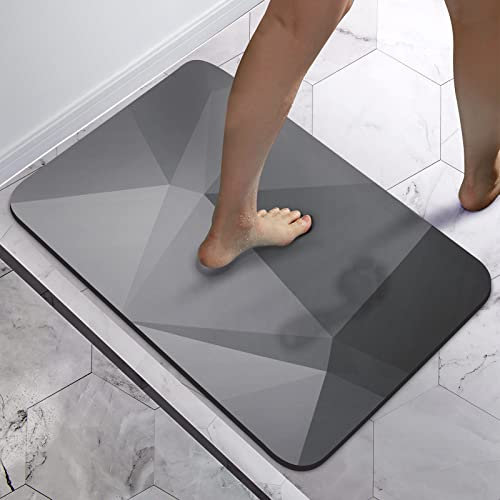Homlab Badematte Rutschfester Badezimmerteppich absorbierender Badteppich 40x60cm schnelltrocknende Badematte Home, Badvorleger Saugfähig Saugstark Waschbar wasserabsorbierend (Grau, 50x80cm)