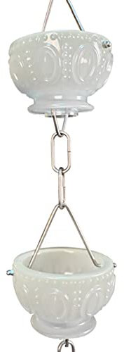 Regenkette Fallrohr-Regenketten Im Freien Weiß, Gartenhof-Kunstdekor-Regenketten für Dachrinnen, Anschließbarer Regenfänger für Die Veranda mit Fluoreszierendem Blau (Color : Style1, Size : 100cm(3.