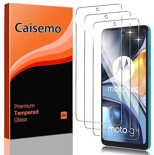 Caisemo 3 Stück Schutzfolie für Motorola Moto G22, Gehärtetes Glas Displayschutzfolie, 9H Härte, HD klar,Anti-Kratzer, Soft Touch