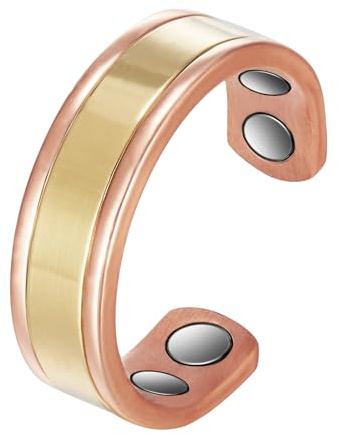 EnerCoppeX 99 % ren koppar kopparringar för män och kvinnor, inlagda med 4 effektiva 3 500 Gauss magneter, öppen design kan fritt justera storleken, 5,8 cm kopparring (S)