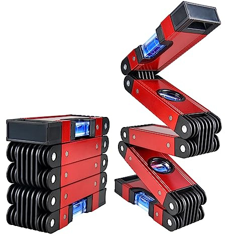 Eewudwok Level, Foldable Multi-Function Precise Measuring Aluminum Alloy Level Tool with Multi-Angle Folding, 4 Level Bubbles, Ideal Woodworking Tool for Carpenter, 28 Inch (EWK-RLALR)