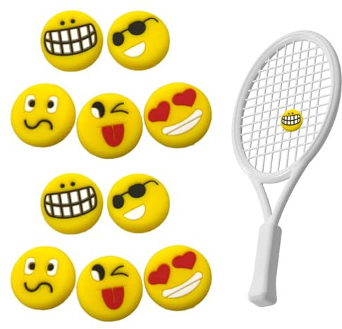 Vibrationsdämpfer Tennis,Biluer 10PCS Tennisschläger dämpfer Dämpfer Lächeln Gesicht Design Tennis Stoßdämpfend Geschenke für Tennisfans (10)