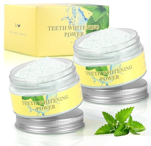 OFFCUP Sbiancante Denti, 2 Pezzi 30g Polvere Sbiancante per Denti, Polvere Sbiancamento Denti Teeth Whitening Powder per Sbiancare e pulizia dei denti e Alito Fresco
