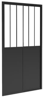Vente-unique - Porte de douche coulissante noir mat style atelier - 140 x 195 cm - URBANIK