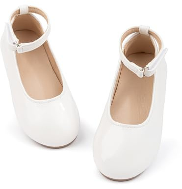 CENCIRILY Girls Mary Jane School Shoes Flat with Ankle Strap Classic Princess Wedding Party Dress Shoe for Little Girl