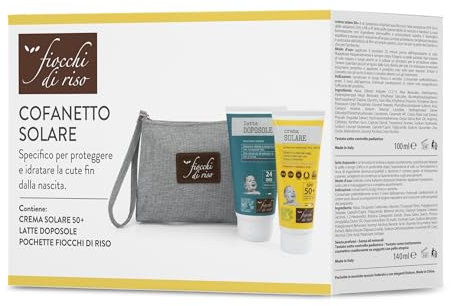 Fiocchi di Riso - COFANETTO SOLARE - Kit specifico per proteggere dal sole e idratare la cute fin dalla nascita, con pochette. - IDEE REGALO