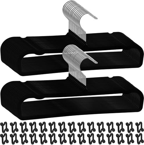 rutschfeste Hosenbügel,30-Packungen Samt Aufhänger für Schrank mit 30 Haken,Stark Langlebig Platzeinsparung Schlanker Hosenbügel,Ultra dünn & Beflockte Kleiderbügel für Hosen,Hemden