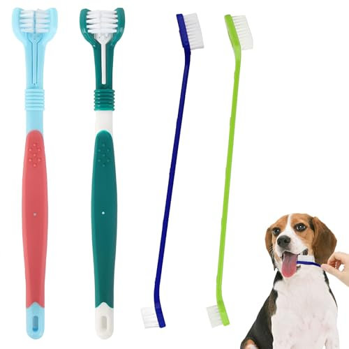 4 Stück Hunde Zahnbürste,Zahnbürste Hund,Pet Zahnbürste,Zahnbürsten Für Hunde,Langem Griff Hundezahnbürste,Zahnbürste Hund Für Hunde Und Katzen Für Zahnpflege Für Haustier,Anti-Plaque