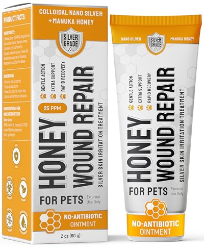 Dog Wound Care with Manuka Honey & Colloidal Silver for Scratches & Skin Irritations – Cat & Dog Hot Spot Treatment Gel Works as Honey Rapid Wound Repair for Horses – Suits All Pets – 2-Oz