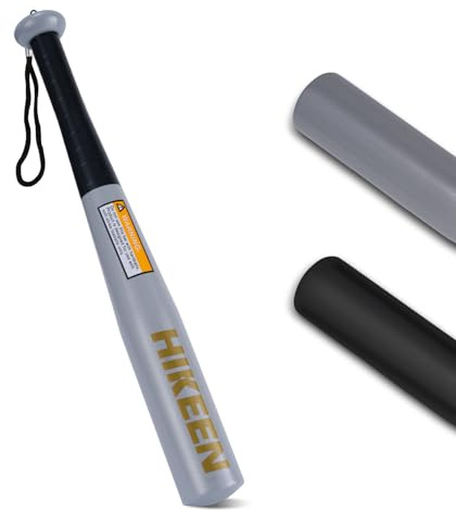 Hikeen 17 inch Robust Steel Baseball Bat for Adult Kids With Non-Slip Handle and Paracord Wrist Strap,Self and Home Defense Silver
