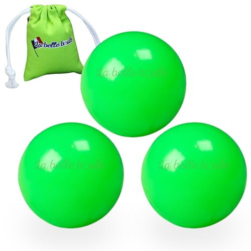 La belle boule® | 3 Cochonnets fluorescents en Résine Haute Visibilité pour Pétanque + Pochette – Boule de Pétanque, Cochonnet Lumineux, Accessoire Pétanque Intérieur ou Extérieur (Vert)