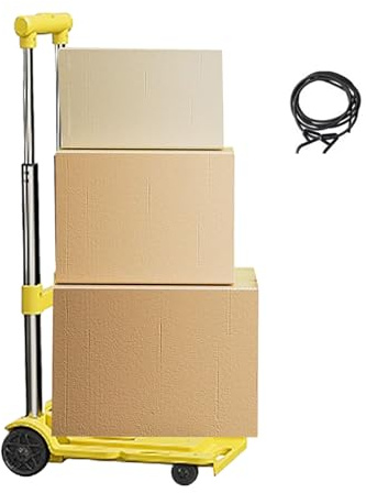 Carretilla de Mano | Rodante con Capacidad De 100 Kg Y Ruedas Portátiles,Carretilla Plegable con Altura Ajustable - para Viajes, Aeropuerto, Compras, Supermercado, Garaje y Transporte