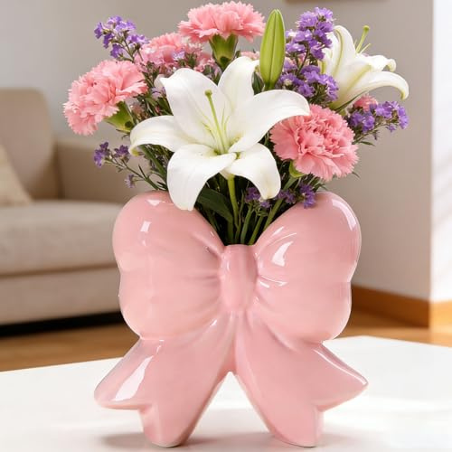 Disoza Rosa vaser rosett bordsdekoration keramik modern vas vintage vas för pampasgräs blommor torkade blommor blomvas vaser för bröllop porslin tulpanvas kök vardagsrum