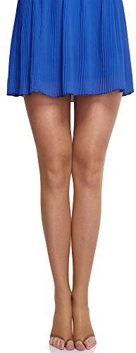 Merry Style Damen transparent zehenlose Strumpfhose Lycra MS 336 10 DEN (Beige, S (32-36))