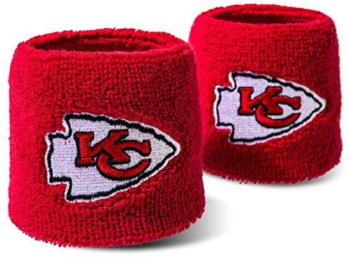 NFL Kansas City Chiefs Franklin Sports Kansas City Chiefs Embroidered Wristbandsnfl Embroidered Wristbands, Red, One Size