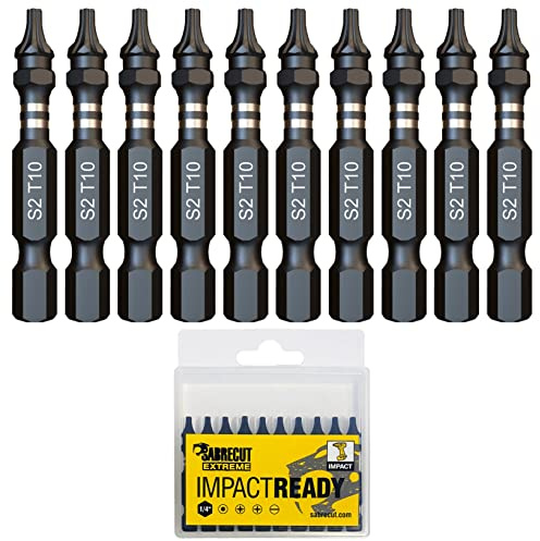 10 x SabreCut SCTX1050_10 50mm TX10 T10 Schlagschrauber Bohrerbits-Set Ein-Endig Torx Hochleistung inklusive Aufbewahrungsbox