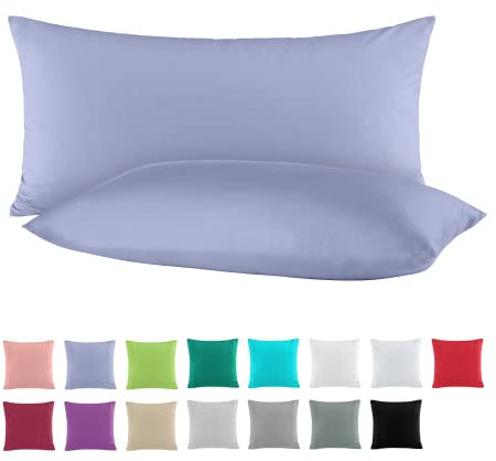 BaSaTex Doppelpack Baumwolle Renforcé Kissenbezug 40x80 cm | Kissenbezüge aus 100% Baumwolle | Kissenhüllen in Jeans Blau