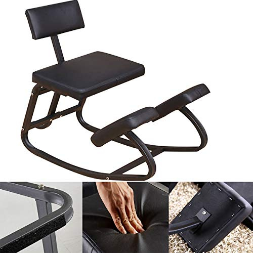 DBMGB Ergonomic Kneeling Chair, Posture Corrective Kneeling Chair with Back Support for Office, Rocking Balance Orthopedic Posture Stool for Relieve Fatigue