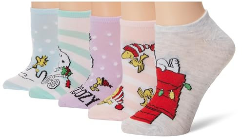 Peanuts Damen Holiday 5er-Pack No Show Lässige Socke, Grau Sortiert, 42-44.5 EU