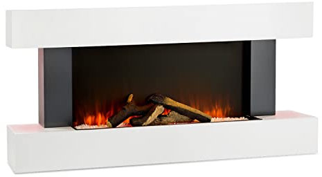 Klarstein Chimenea Electrica, Llama LED con una Potencia de 2000W y Mando a Distancia, Temporizador y Control Automático de Temperatura, Chimenea Interior Casa con Ventilador, Estufas Interior