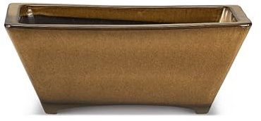 Certrè - Vaso Bonsai Rettangolare in Gres, Modello Milano, Made in Italy, Colore Crema Catalana Chiara (Smaltato)| 20,5x15,5x8 cm