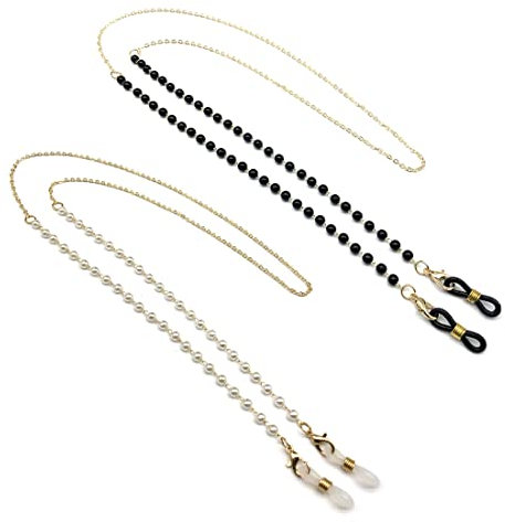 ZMREN 2 Stück Brillenkette Perle Brillenkette, RutschfesteAnti Lost Brillenkette Damen, Gesichtsmasken Lanyard, Brillenband für Sonnenbrille Lesebrille Sportbrillen