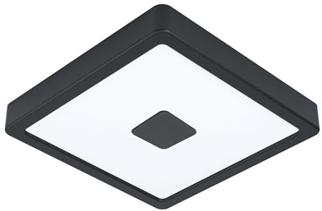 EGLO Iphias 2 Lámpara de techo led para exteriores, lámpara exterior para pared y techo, lámpara de techo para uso exterior de metal negro y plástico blanco, blanco cálido, IP44, 21 cm